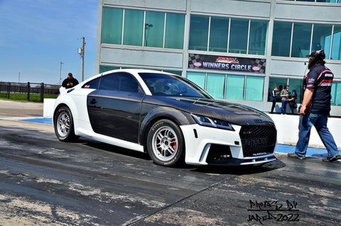 Audi TTRS at the drag strip after its 8.6-second record run
